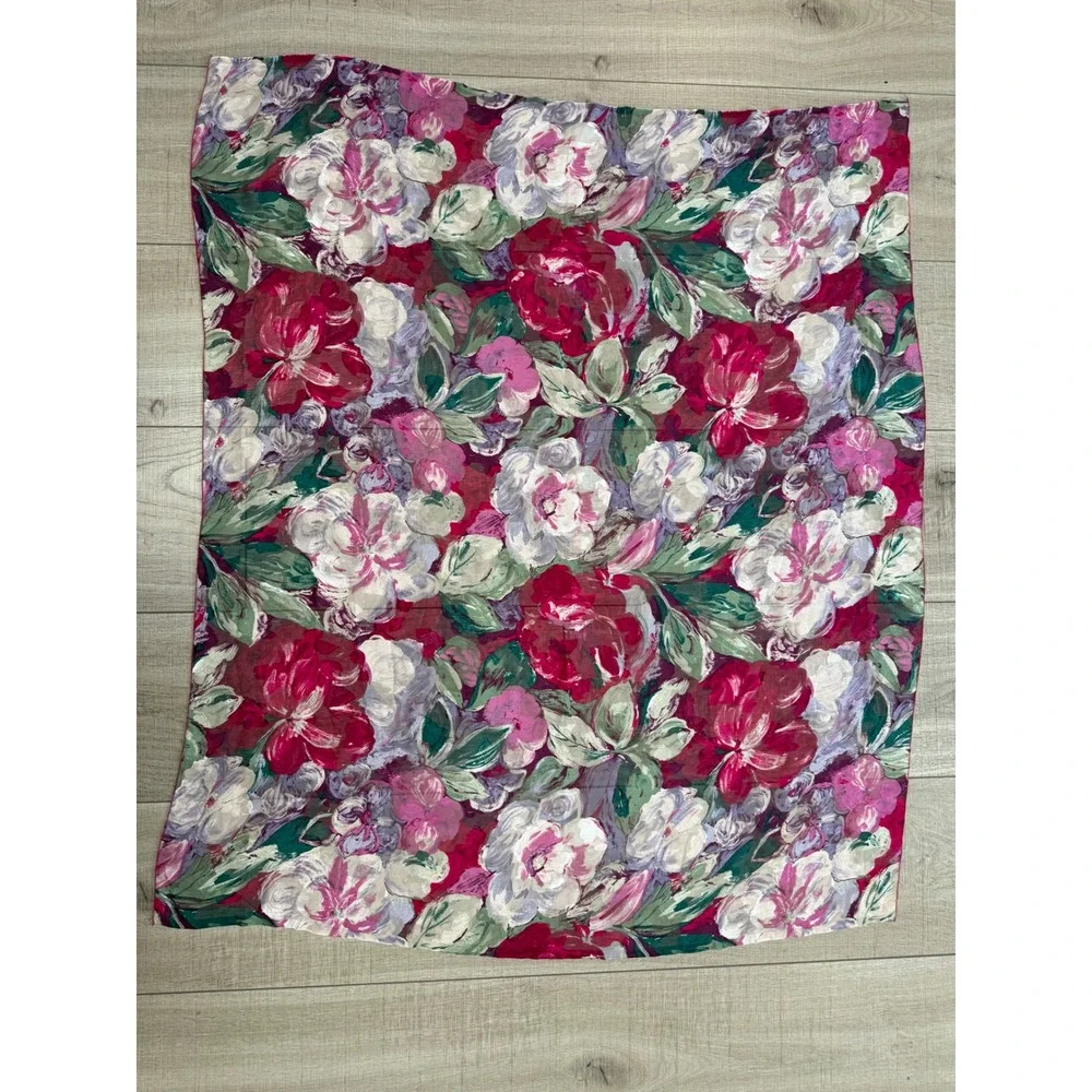 Vintage Watercolor Floral Scarf Large Square Rose Print